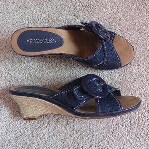 Aerosoles Citizen Espadrille Slide Sandals Womens Size 7 Blue Denim